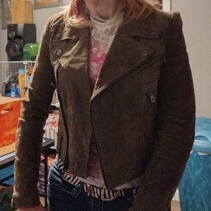 Genuine suede leather motorcycle jacket